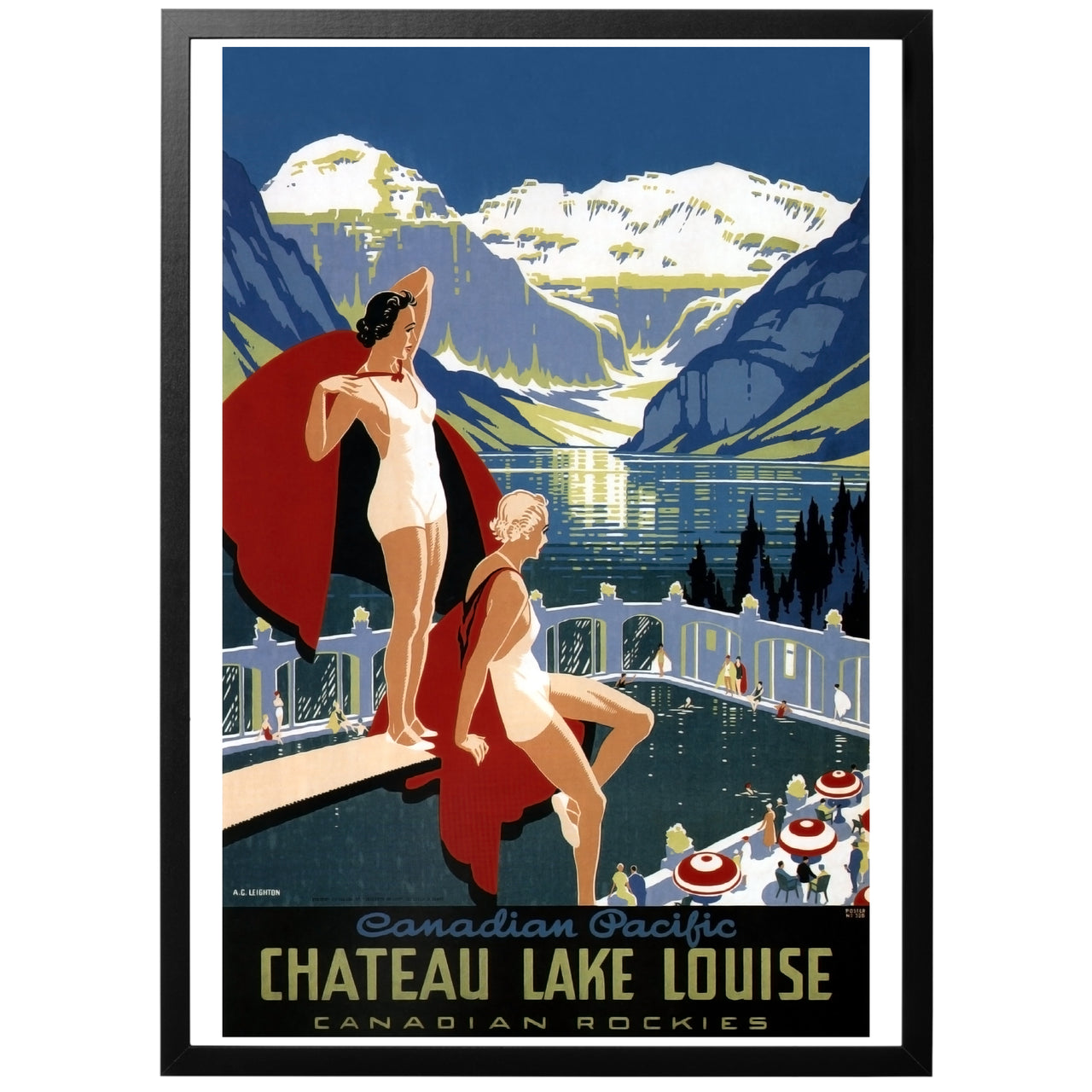 Chateau Lake Louise vintage kanadensisk reseposter med ram
