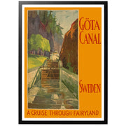 Göta Kanal vintage reseposter med ram