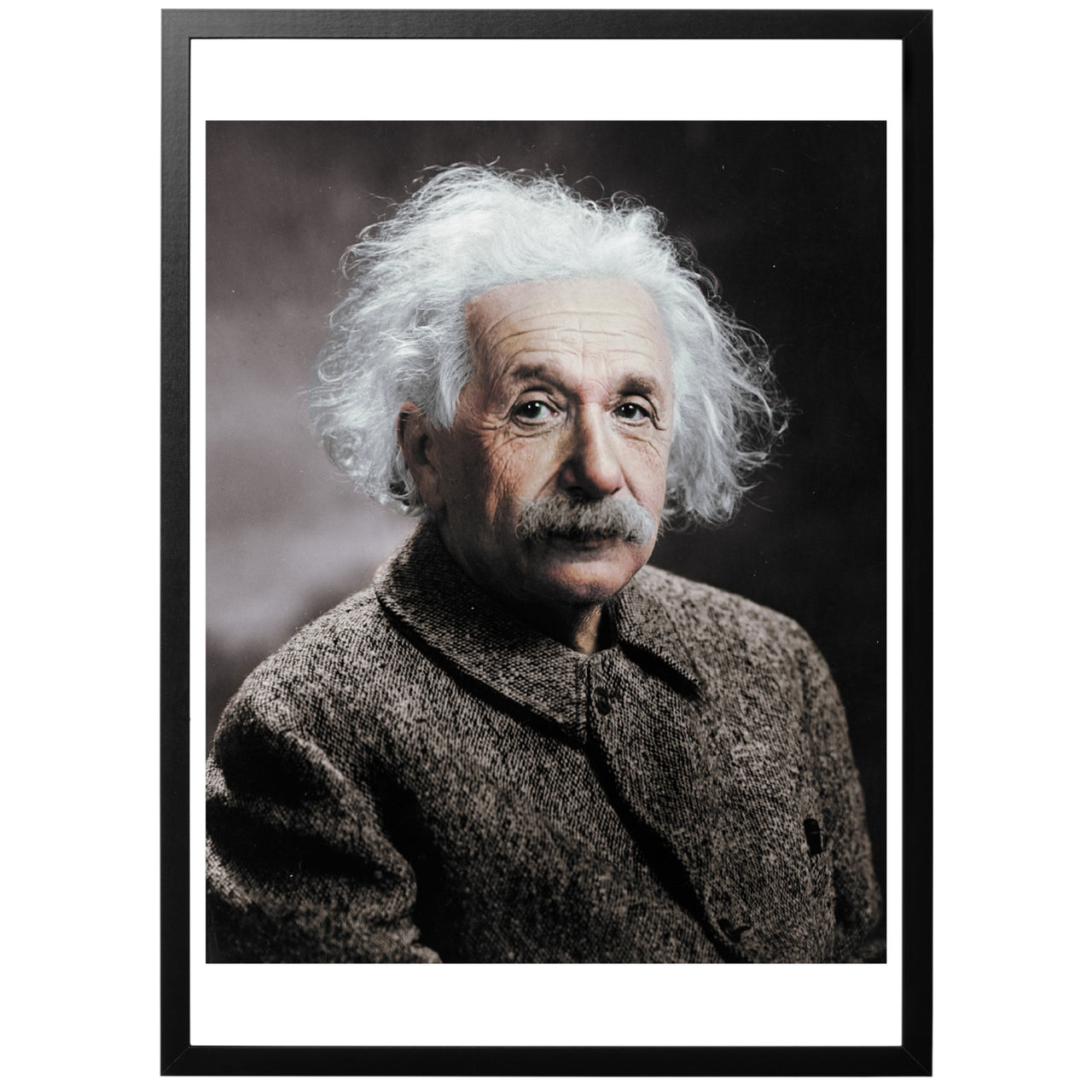 Albert Einstein fotografi kolorerat med ram