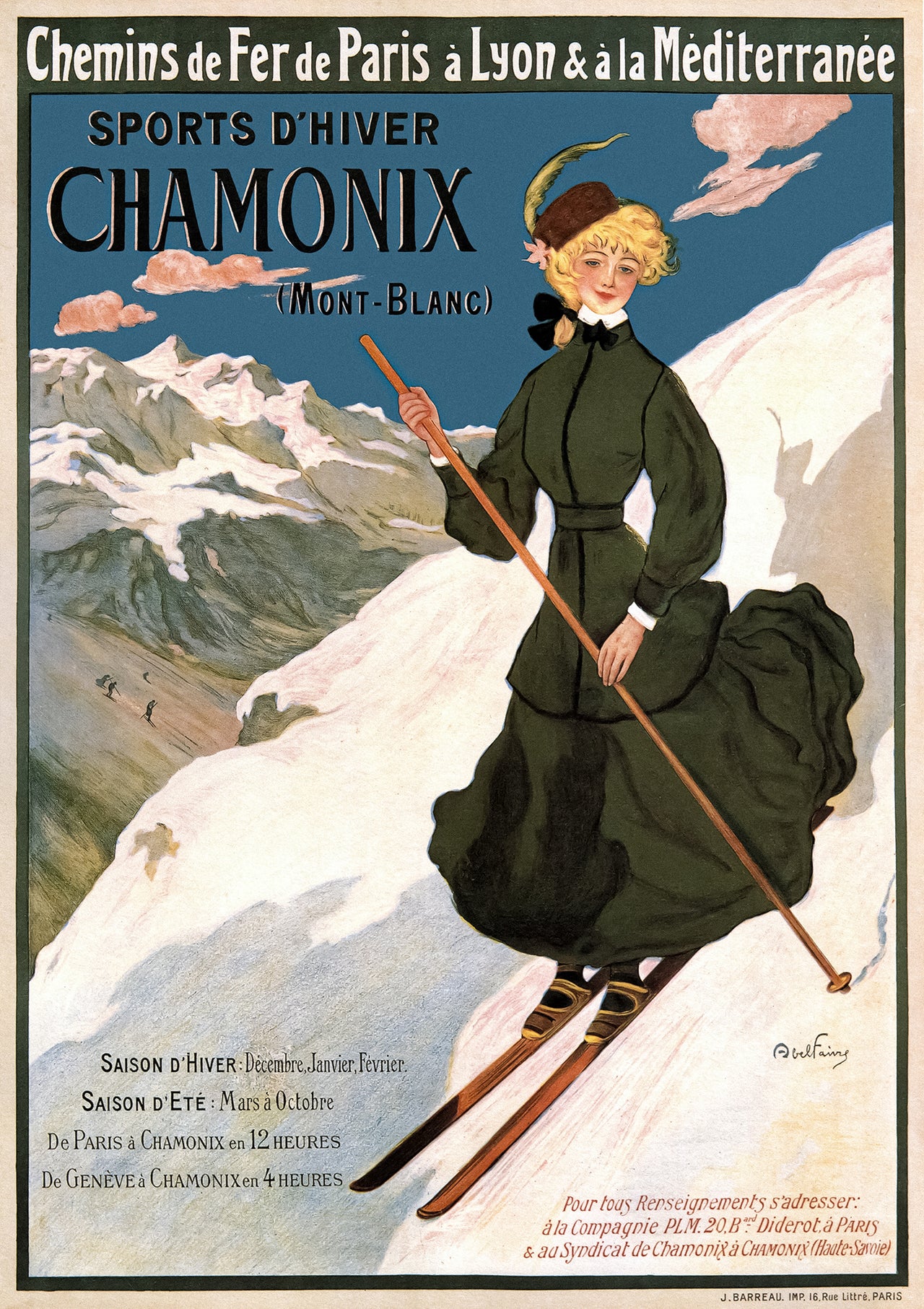 Chamonix vintersport vintage poster utan ram