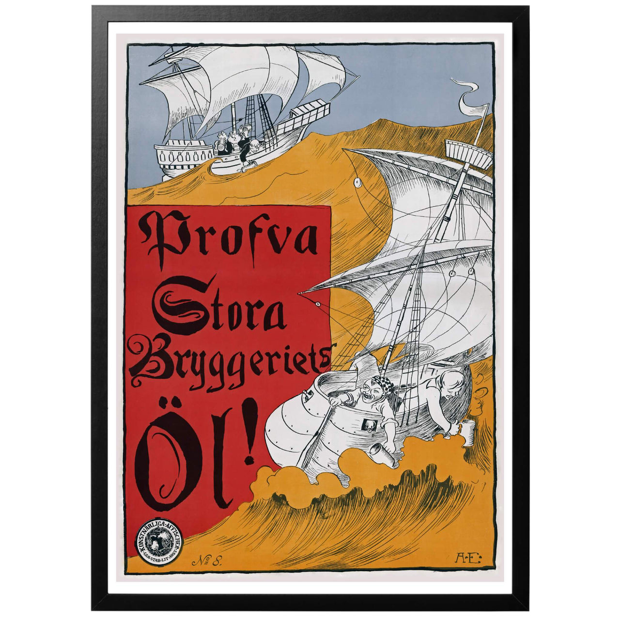 Profva Stora bryggeriets öl! - Albert Engström Poster