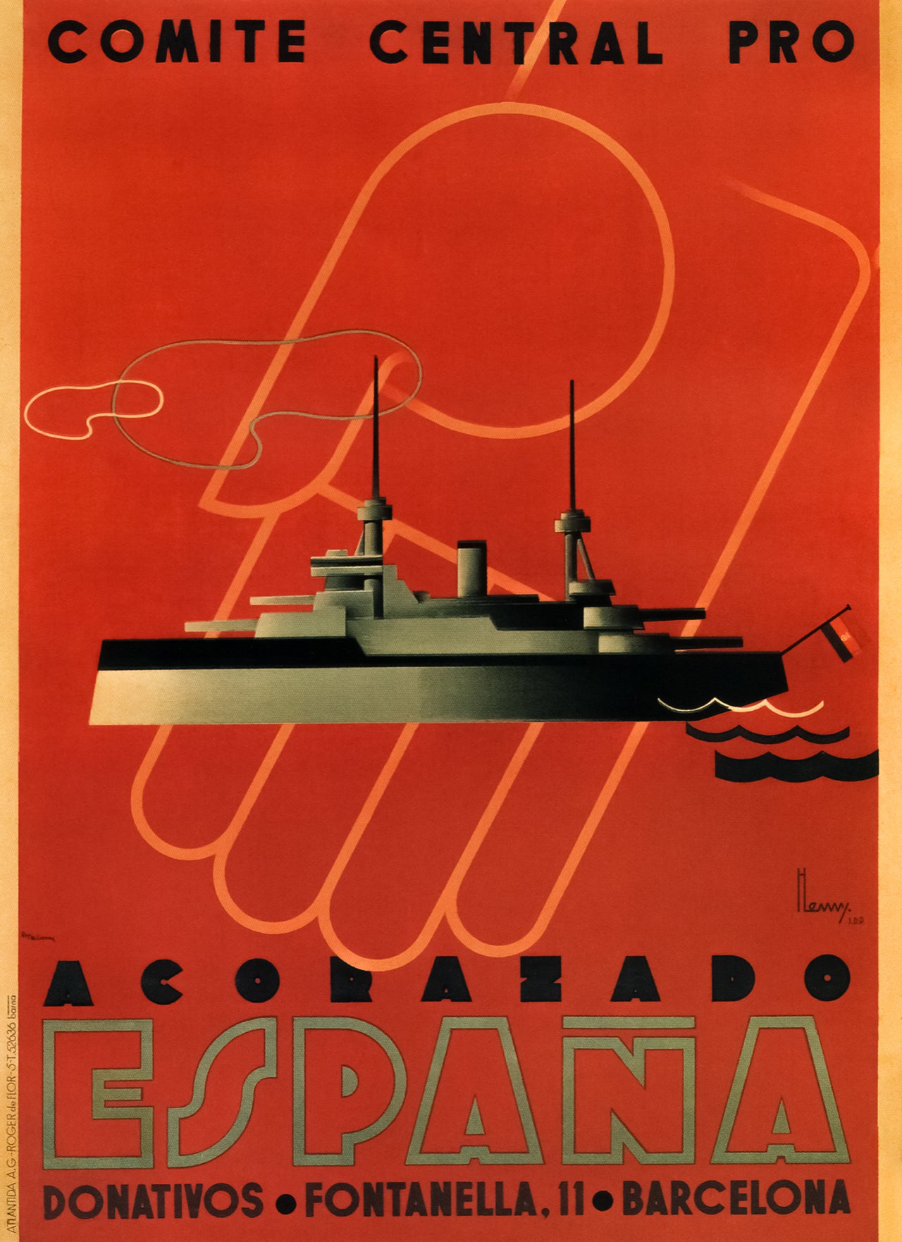 Slagskepp spanien vintage poster utan ram