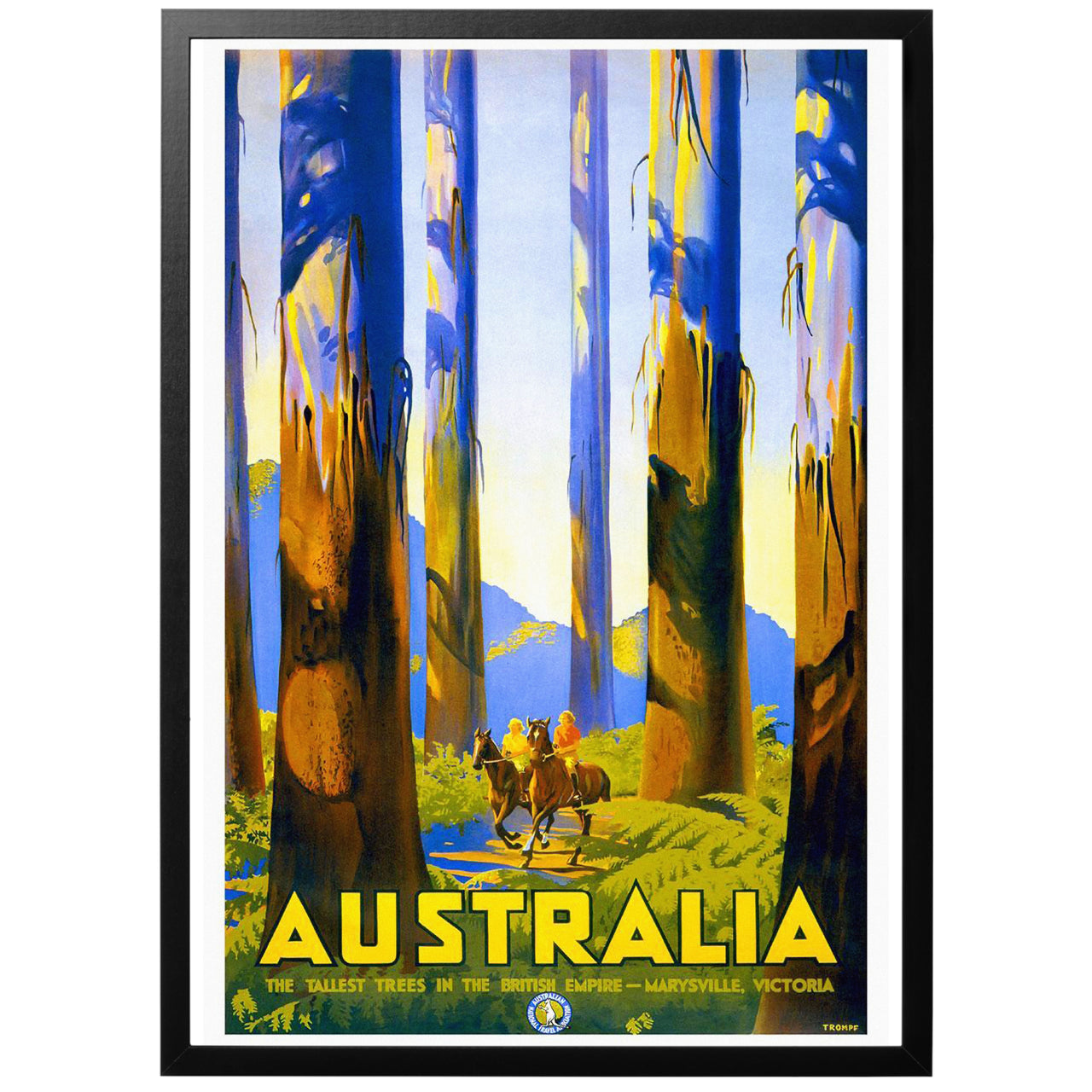 Australien - Dom högsta träden i det brittiska imperiet vintage poster med ram