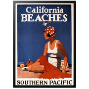 Kaliforniska Stränder vintage reseposter med ram