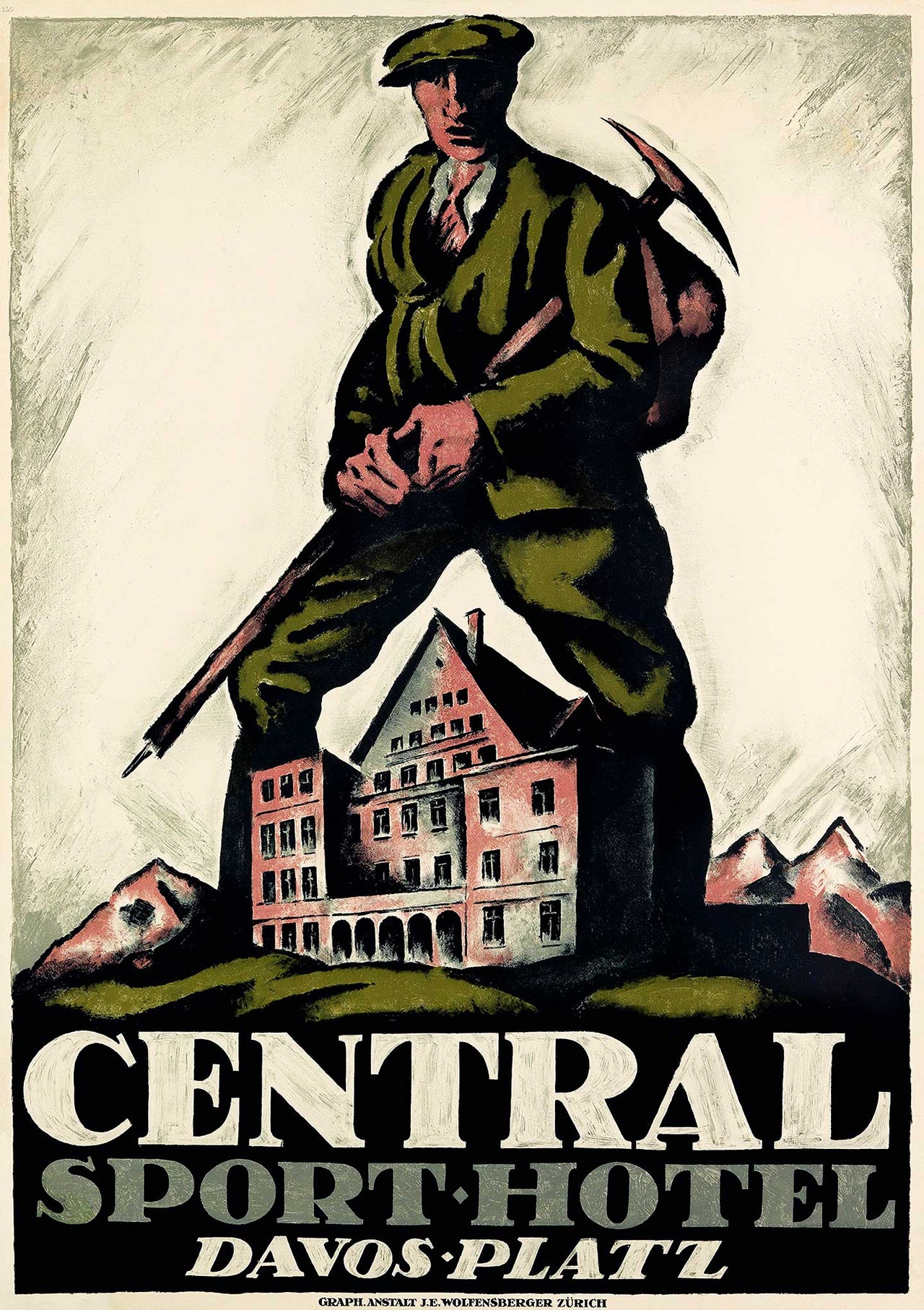 Central sport hotel vintage poster without frame