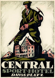Central sport hotel vintage poster without frame