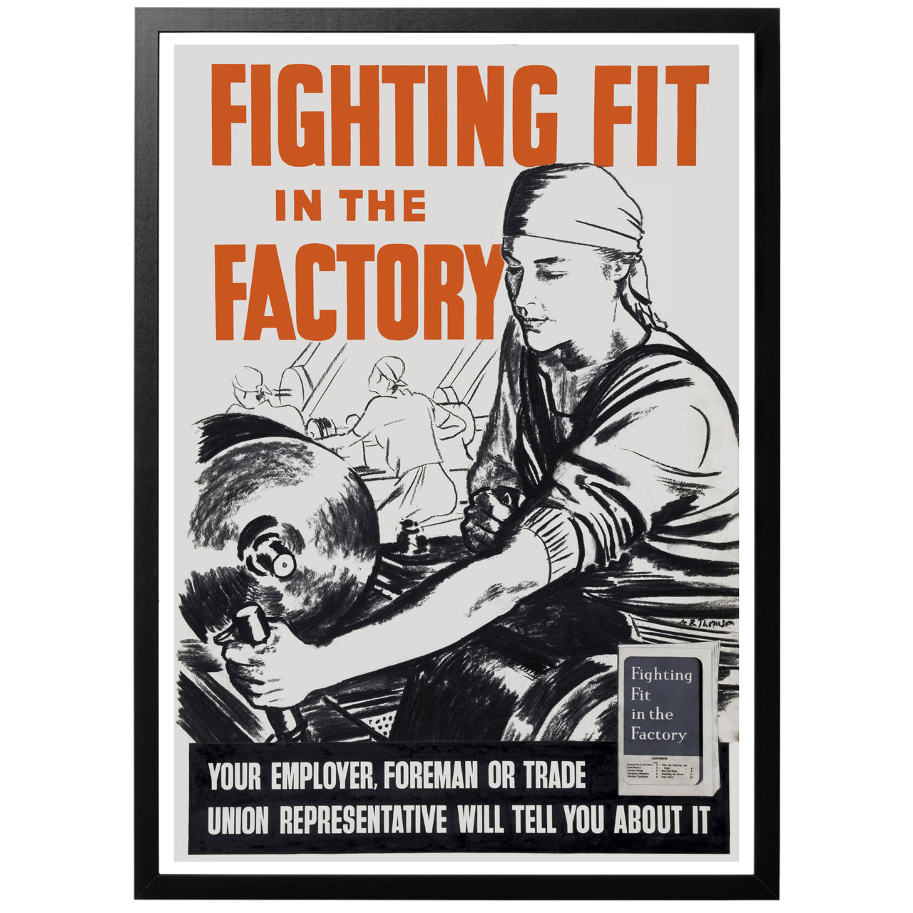 Hälsosam i Fabriken vintage ww2 poster med ram