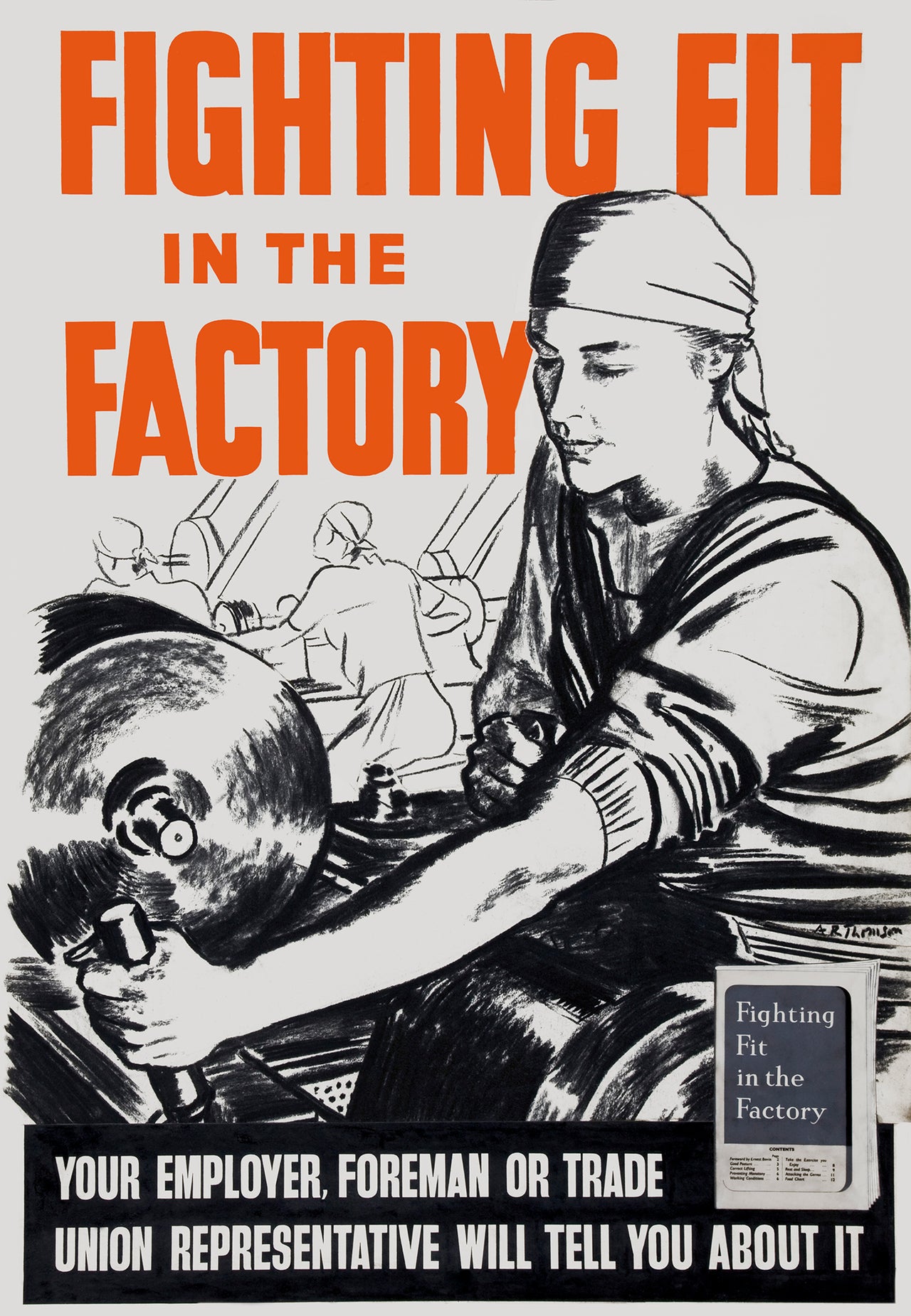Hälsosam i Fabriken vintage ww2 poster utan ram