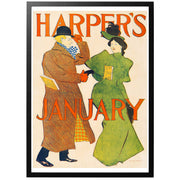 Harpers Januari vintage poster tidning med ram