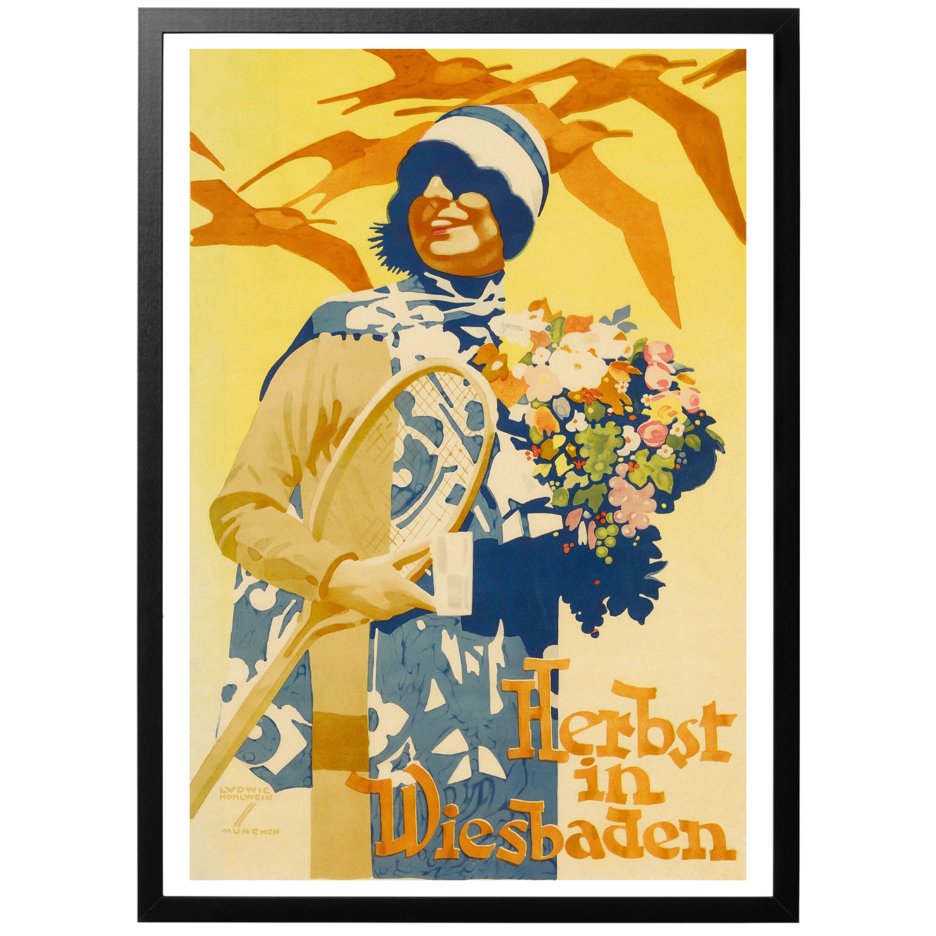 Höst i Wiesbaden Vintage poster med ram