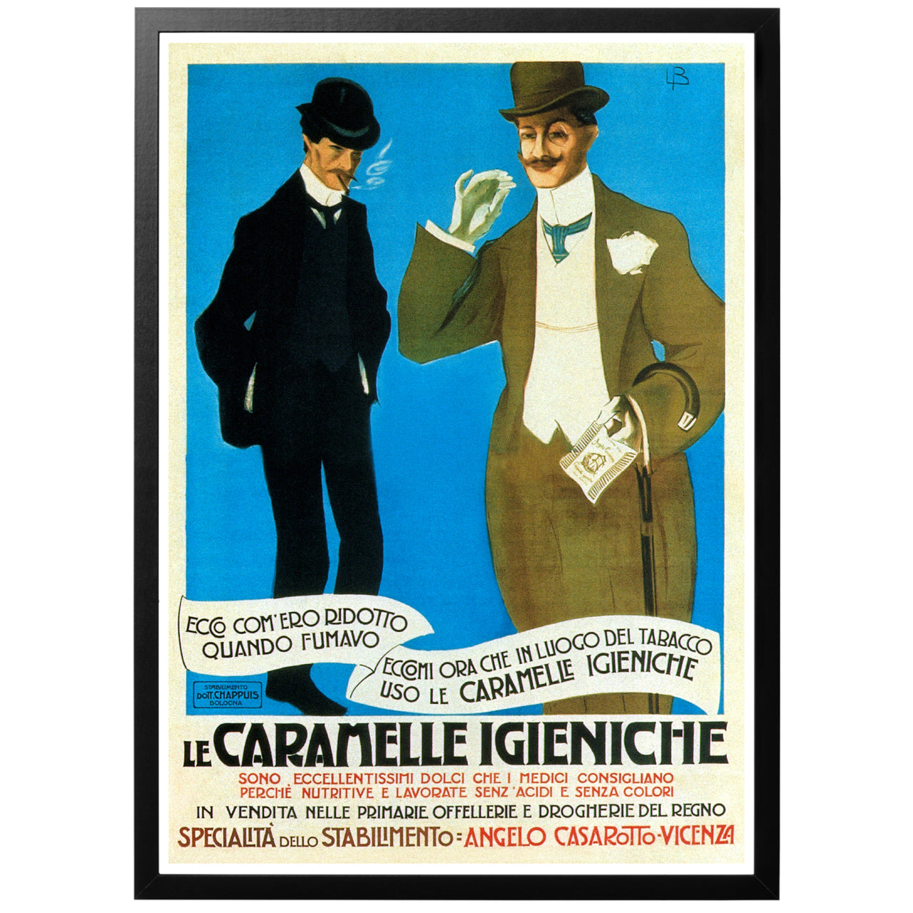 Le Caramelle Igieniche vintage poster med ram
