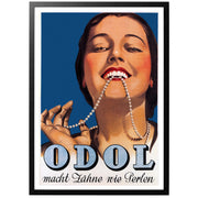 Odol, gör tänder som pärlor vintage poster med ram 
