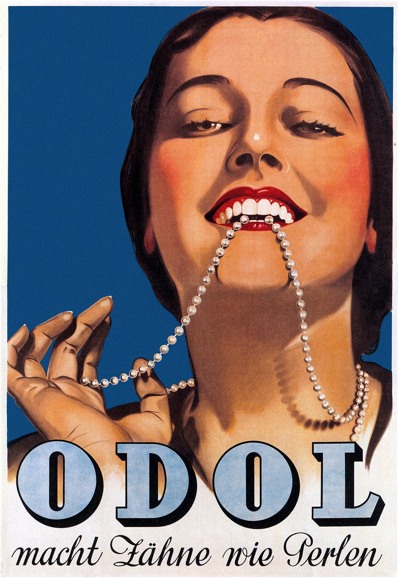 Odol, gör tänder som pärlor vintage poster utan ram 