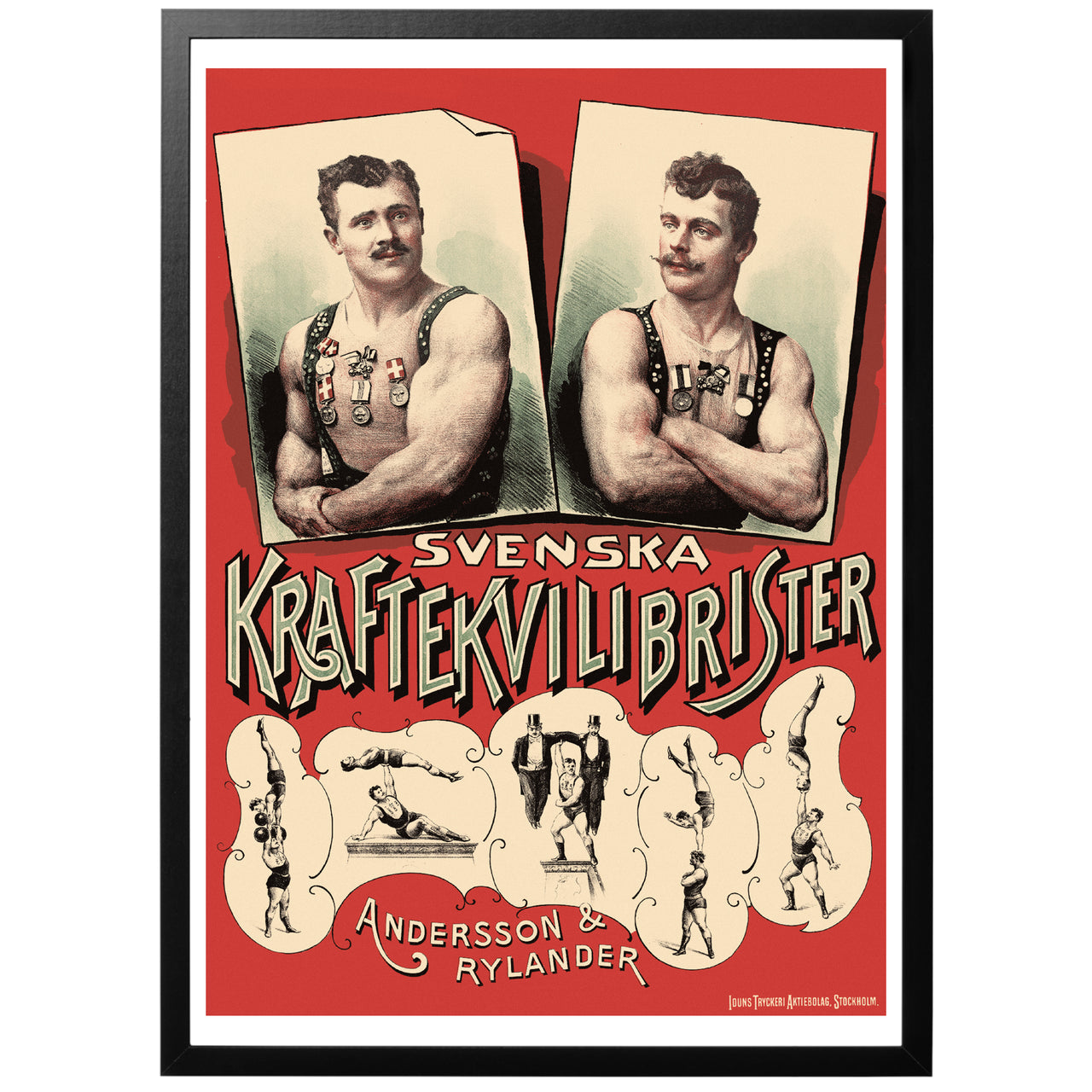 Svenska Kraftekvilibrister vintage poster med ram