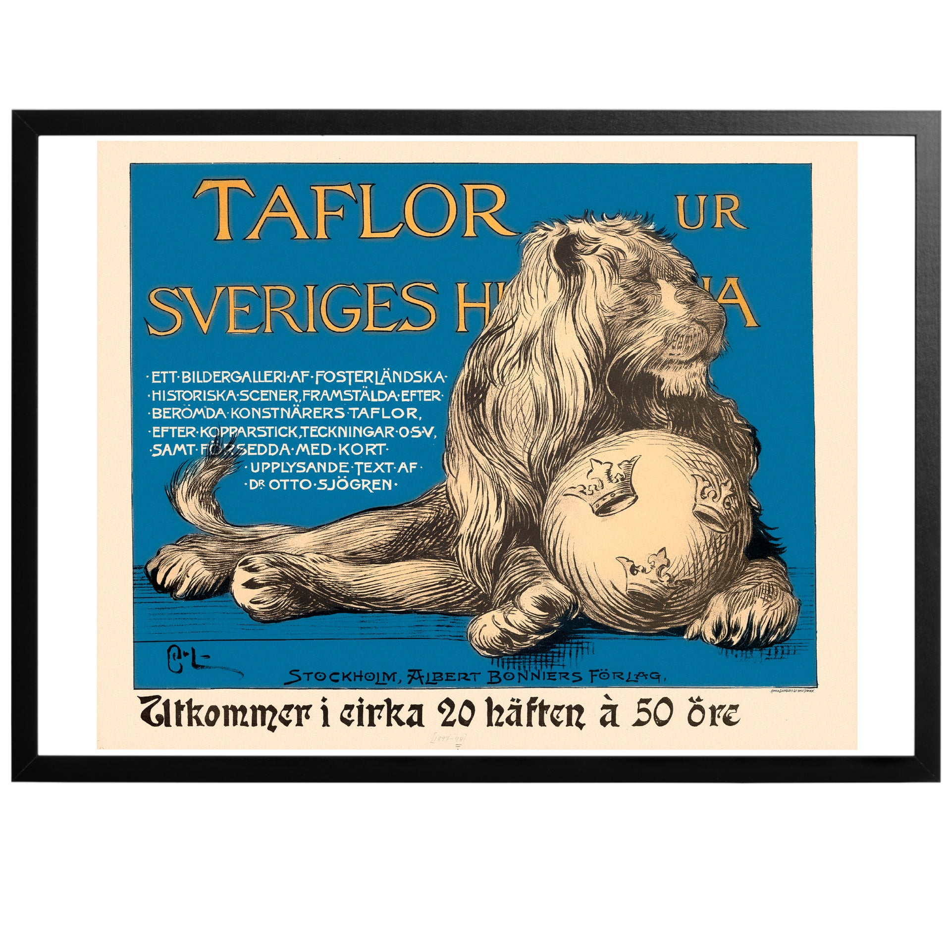 Taflor ur Sveriges historia vintage poster med ram