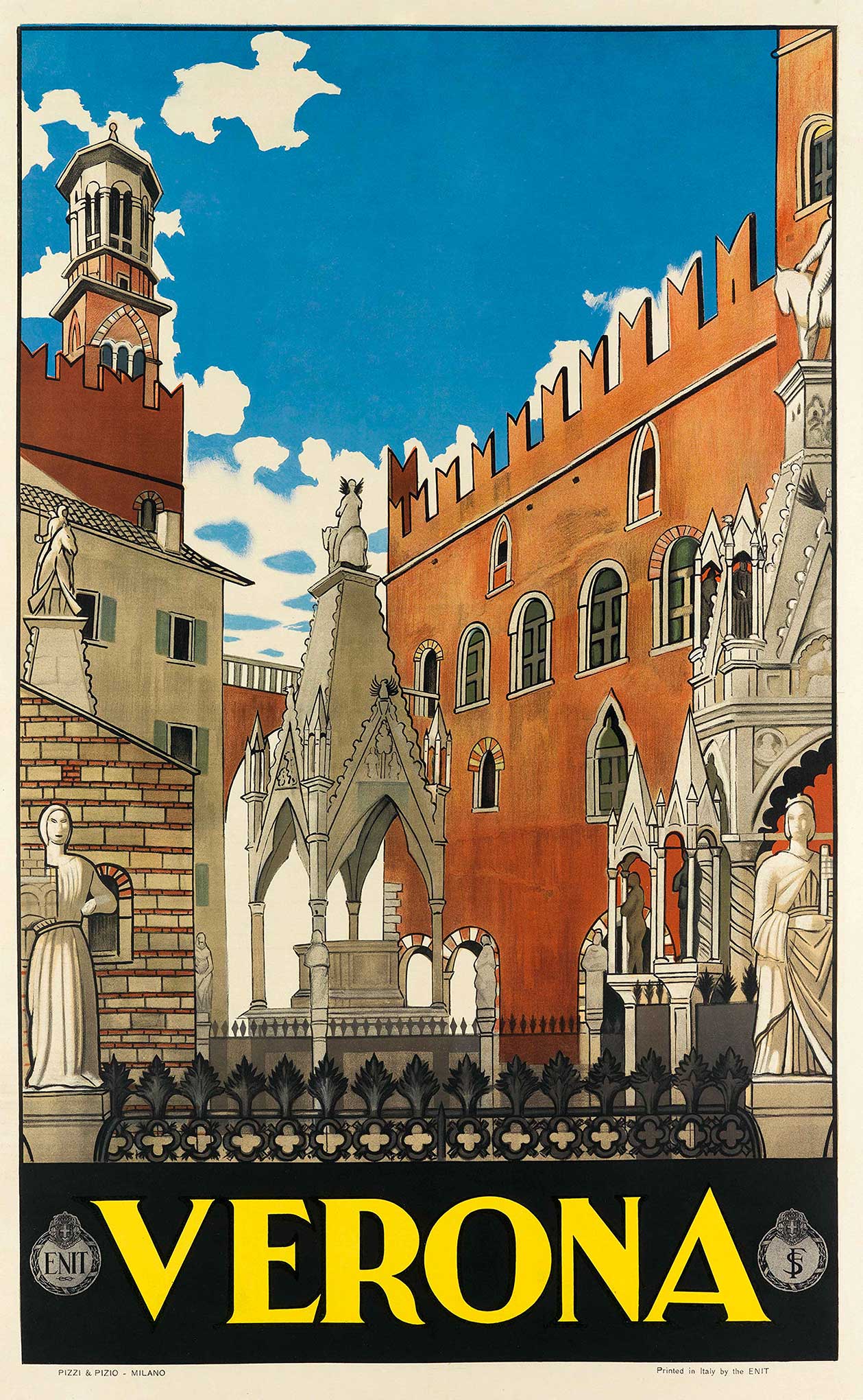 Verona Italien vintage poster utan ram