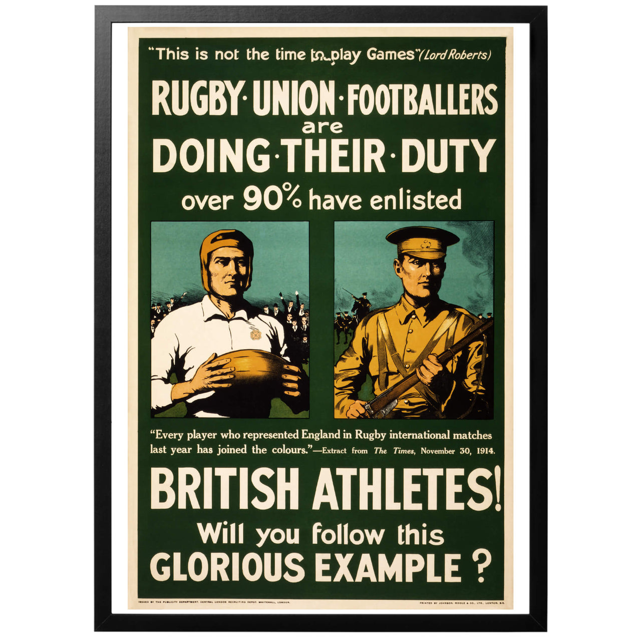 Brittiska idrottare! Kommer ni följa detta ärorika exempel? Engelsk brittisk första världskriget affisch