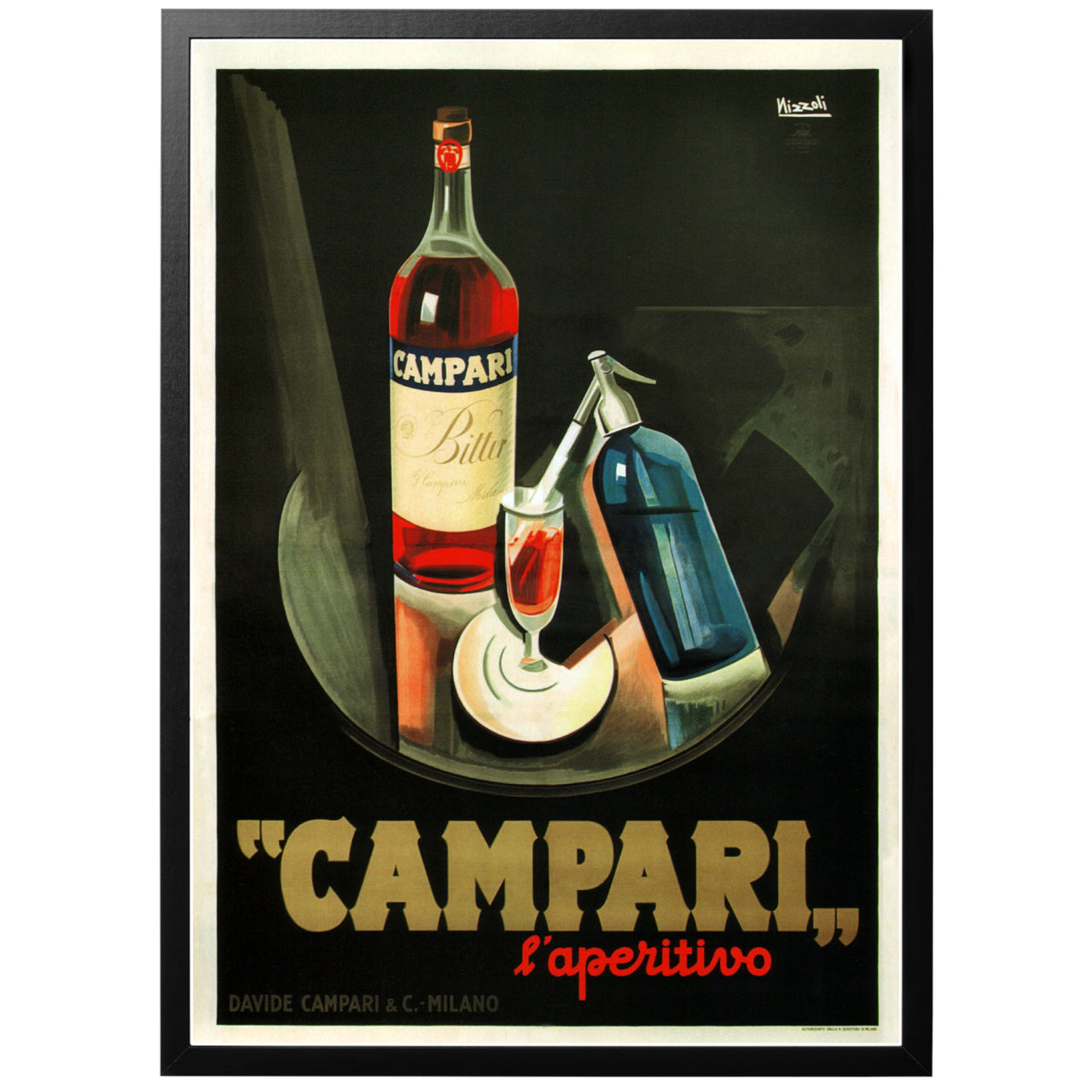 Campari - Aperitif vintage italiensk aperitif reklam med ram
