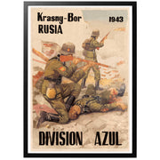 Division Azul - Den blå divisionen-  Rekryteringsaffisch för den spanska Waffen SS-divisionen "Division Azul" (blå divisionen). Köp den på World War Era!