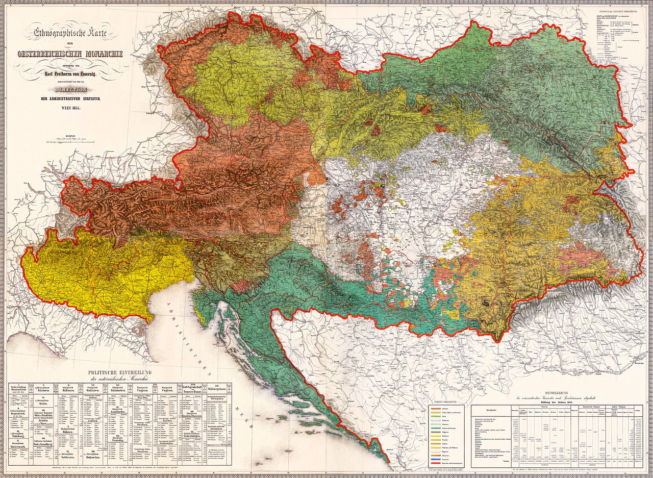 Etnografisk karta över Österriskiska monarkin poster