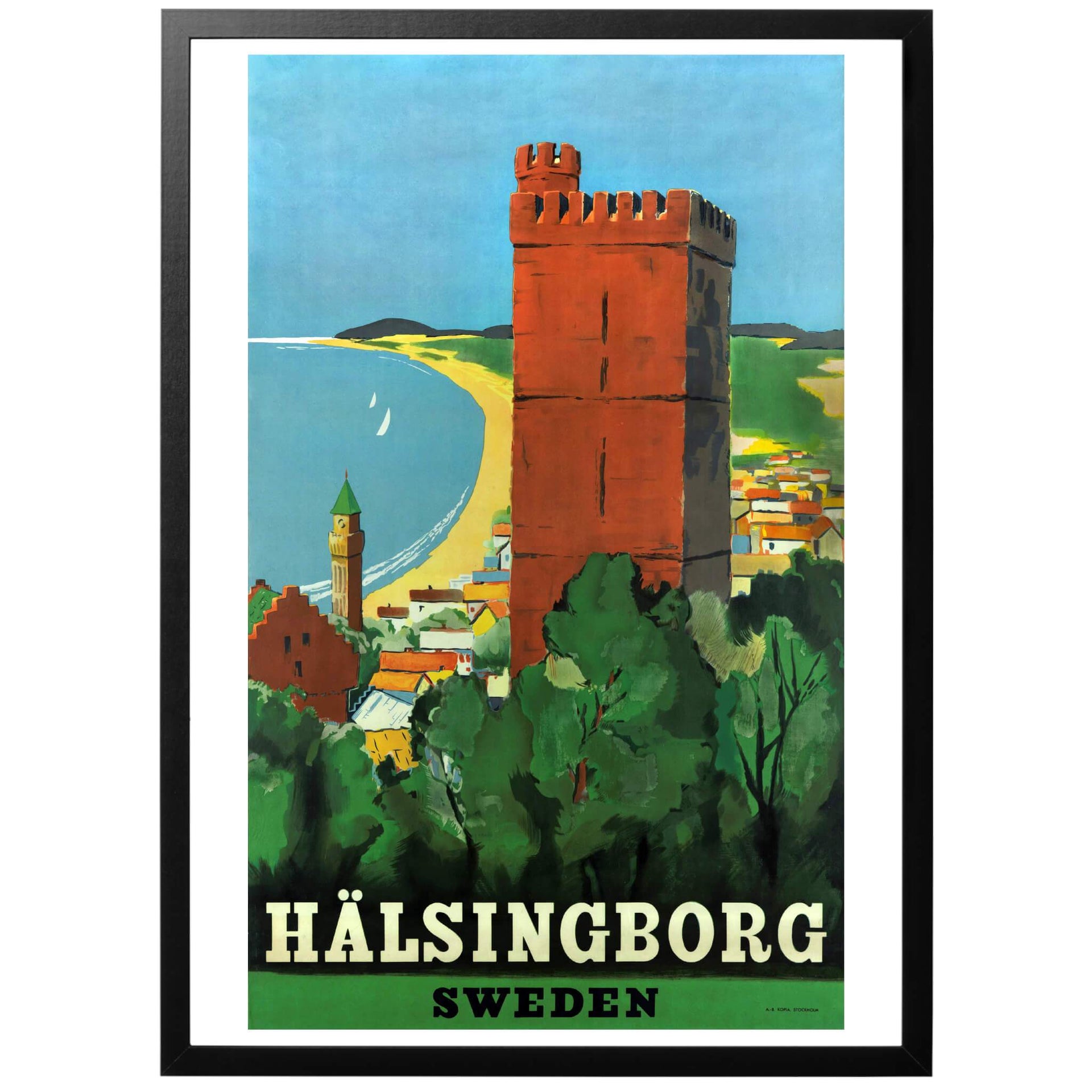 Hälsingborg - Sweden Svensk reseaffisch från 1930-talet. Vacker reseposter för Helsingborg, med den gamla stavningen. Köp den hos oss!