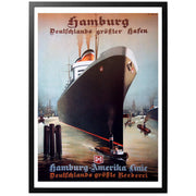 Hamburg - Deutschlands größter Hafen - Hamburg-Amerika Linie - Deutschlands größte Reederi - Hamburg - Tysklands största hamn - Hamburg-Amerika Linie - Tysklands största rederi" Tysk reseaffisch från 1934 för rederiet HAPAG, som erbjöd resor och transporter över hela världen med utgångspunkt från Hamburg. 