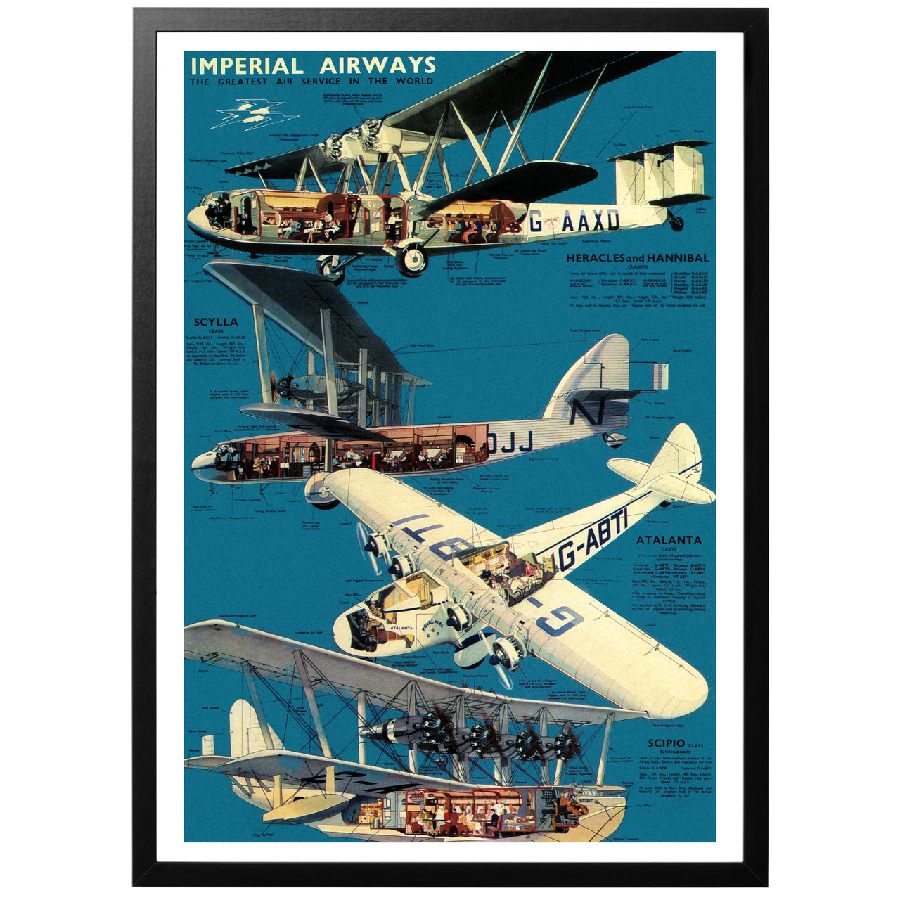 Imperial Airways Vintage poster med ram