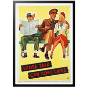 Loose talk can cost lives Sv - "Löst prat kan kosta liv" Amerikansk WWII affisch från 1942 Affischens historia Ytterligare en poster i serien om att hålla tyst. Du vet aldrig vem som kan lyssna! 