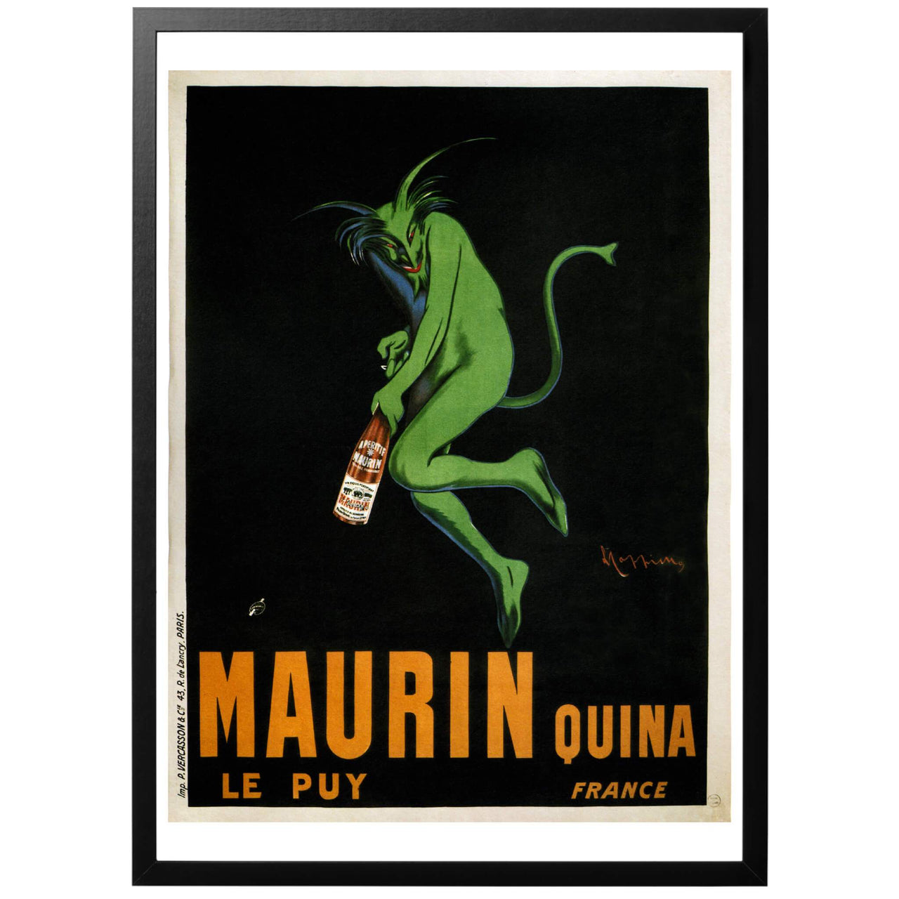 En klassisk affisch av Leonetto Cappiello, för den franska likören Maurin Quina. Cappiello var en sann pionjär och kom att ha en enorm påverkan i formandet av reklam i tryckt form.  Just denna poster skapade han 1906, den gröna djävulen ger intrycket att att det rör sig om absint, något som dock är felaktigt.