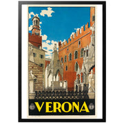 Verona Italien vintage poster med ram